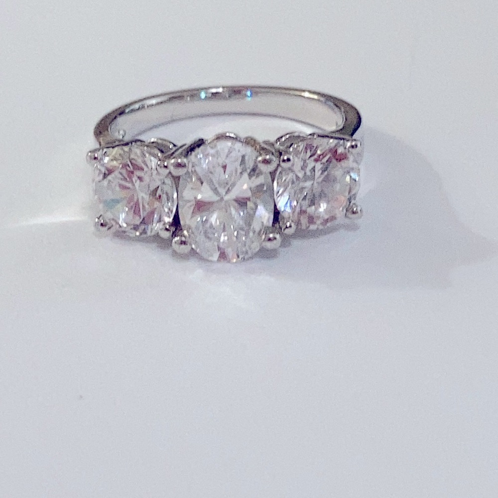Sterling large CZ engagement ring